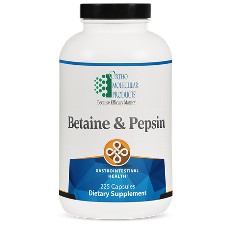 ORTHOMOLECULAR Betaine & Pepsin Promotes Healthy Digestion, Especially of Dietary Protein