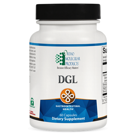 Ortho Molecular DGL supplement — supports stomach comfort & digestive health