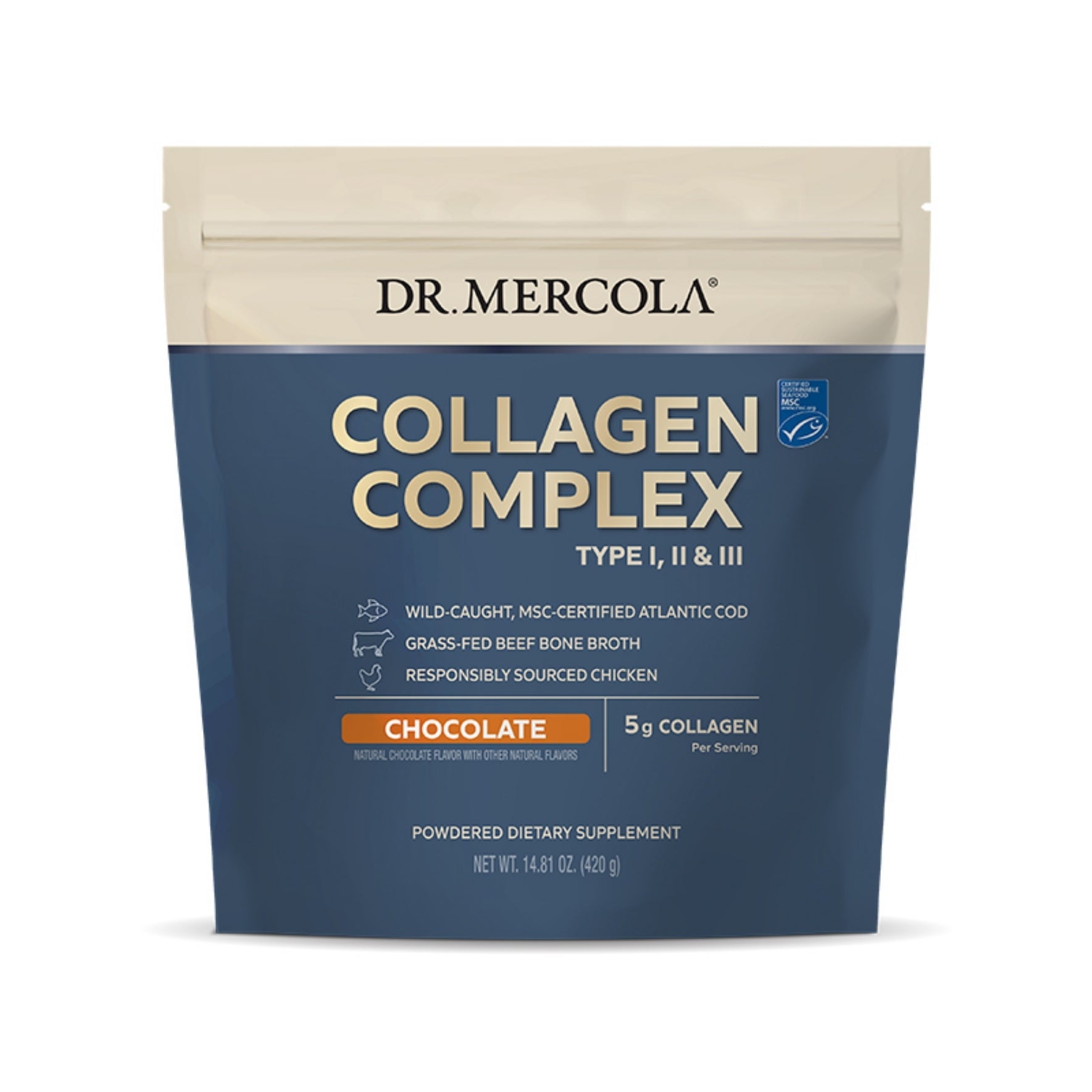 Dr. Mercola Collagen Complex Powder - Chocolate 14 oz.