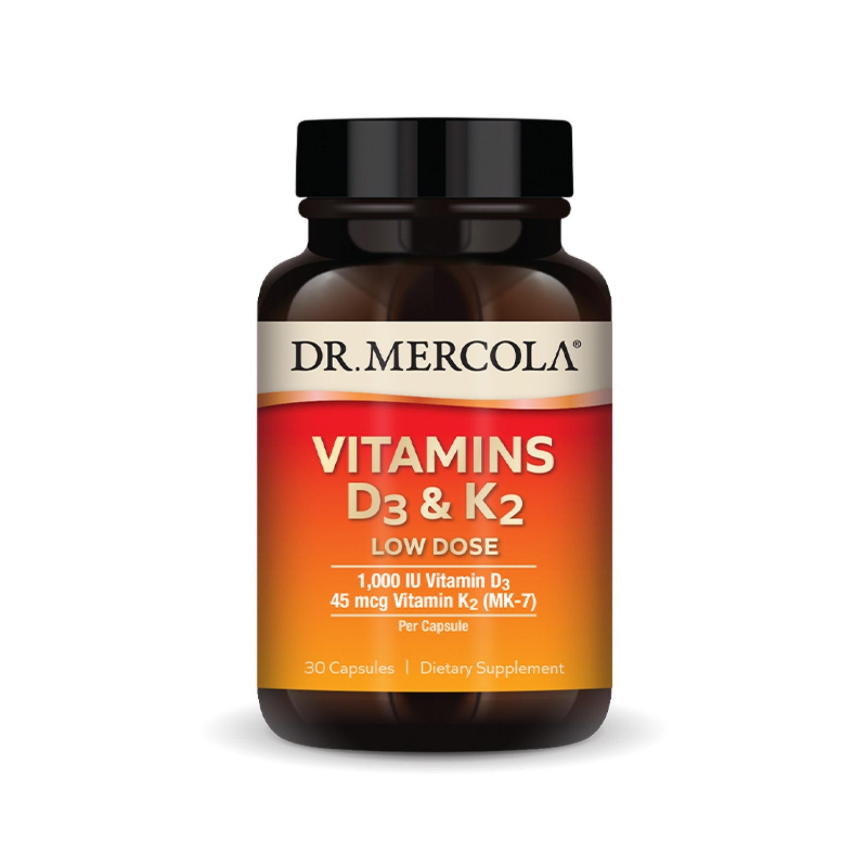 Dr. Mercola Vitamins D3 & K2 Low Dose 1000 IU, 45 mcg