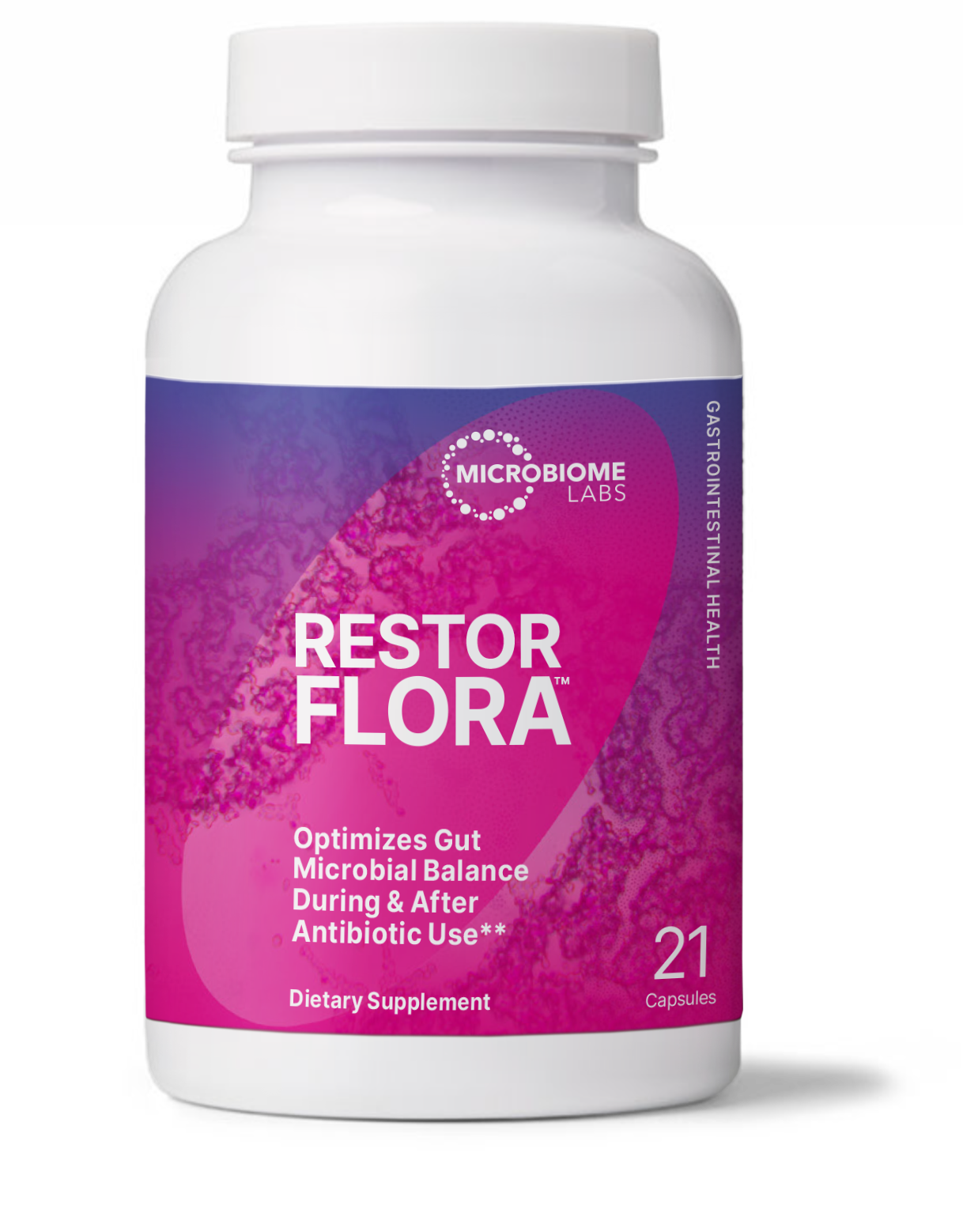 Microbiome Labs RestorFlora 21Ct probiotic — short-term gut support