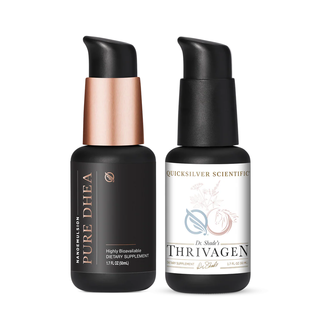 QUICKSILVER Pure DHEA + Thrivagen Bundle showing included products and packaging