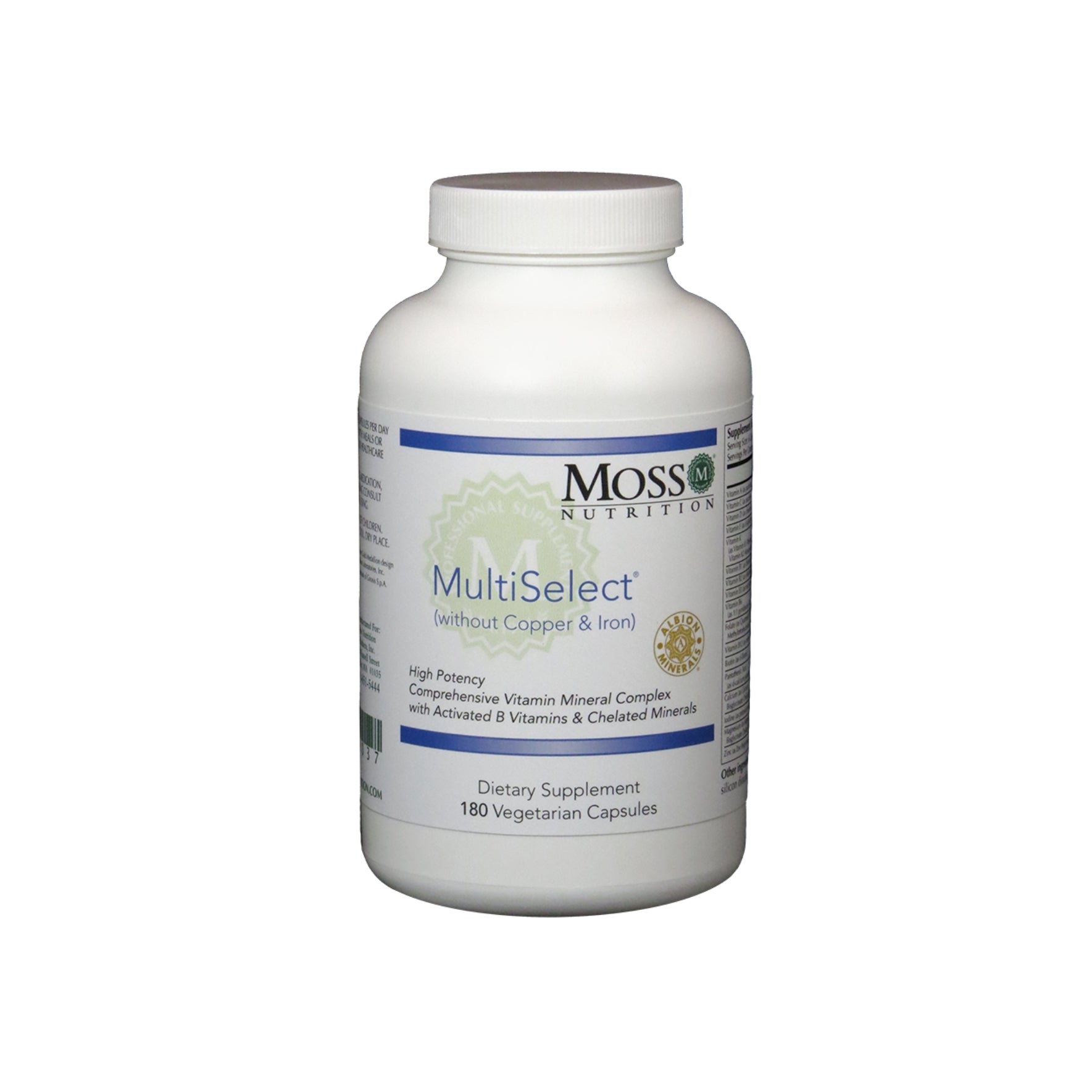 Moss Nutrition MultiSelect Cu Fe Free multivitamin supplement