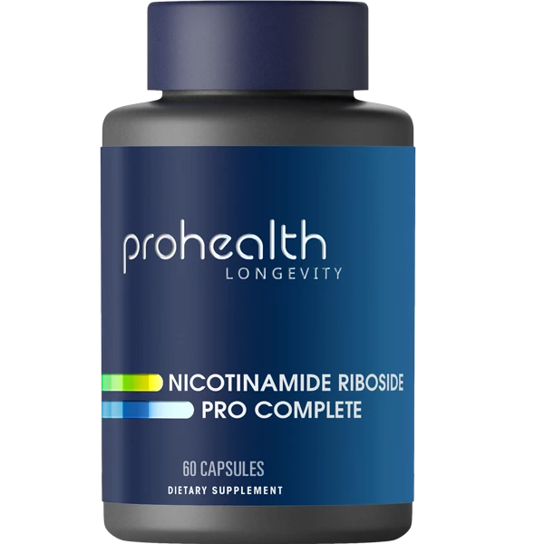 ProHealth Nicotinamide Riboside Pro Complete - 500 mg NR Hydrogen Malate + 500 mg Trans-Resveratrol + 250 mg TMG per serving, 60 capsules