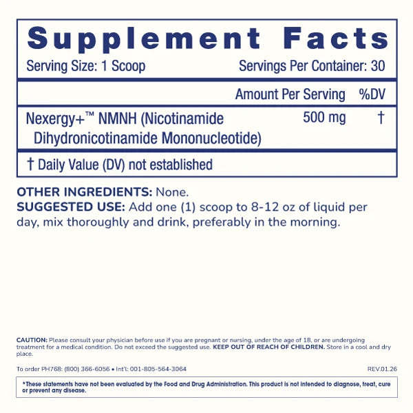 ProHealth Essentials NMNH Powder - Nexergy+™ NMNH - 500 mg, 15 grams