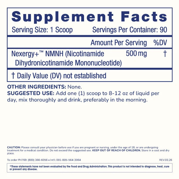 ProHealth Essentials NMNH Powder - Nexergy+™ NMNH - 500 mg, 45 grams