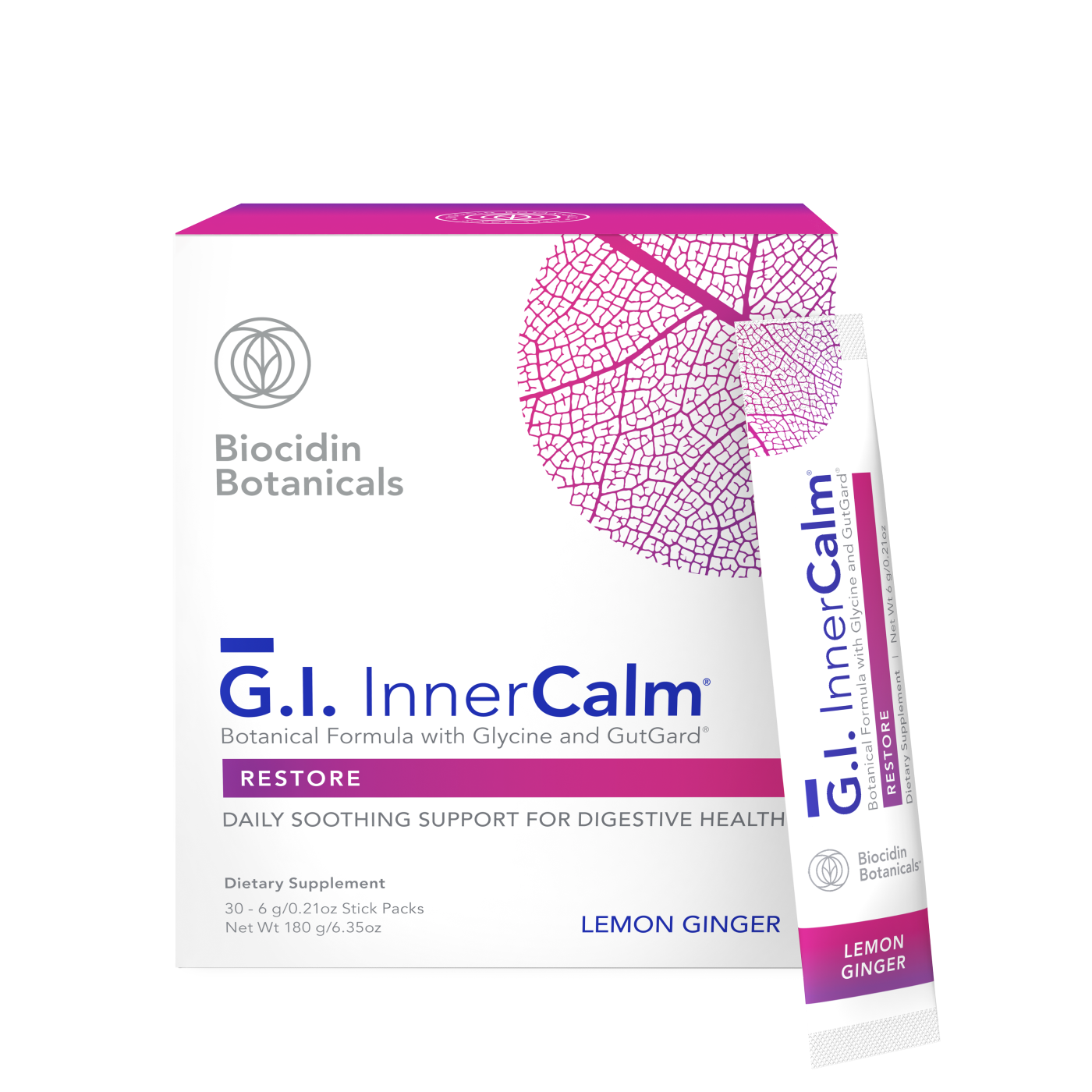 Biocidin Botanicals - G.I. InnerCalm Lemon Ginger 30 Stick Packs