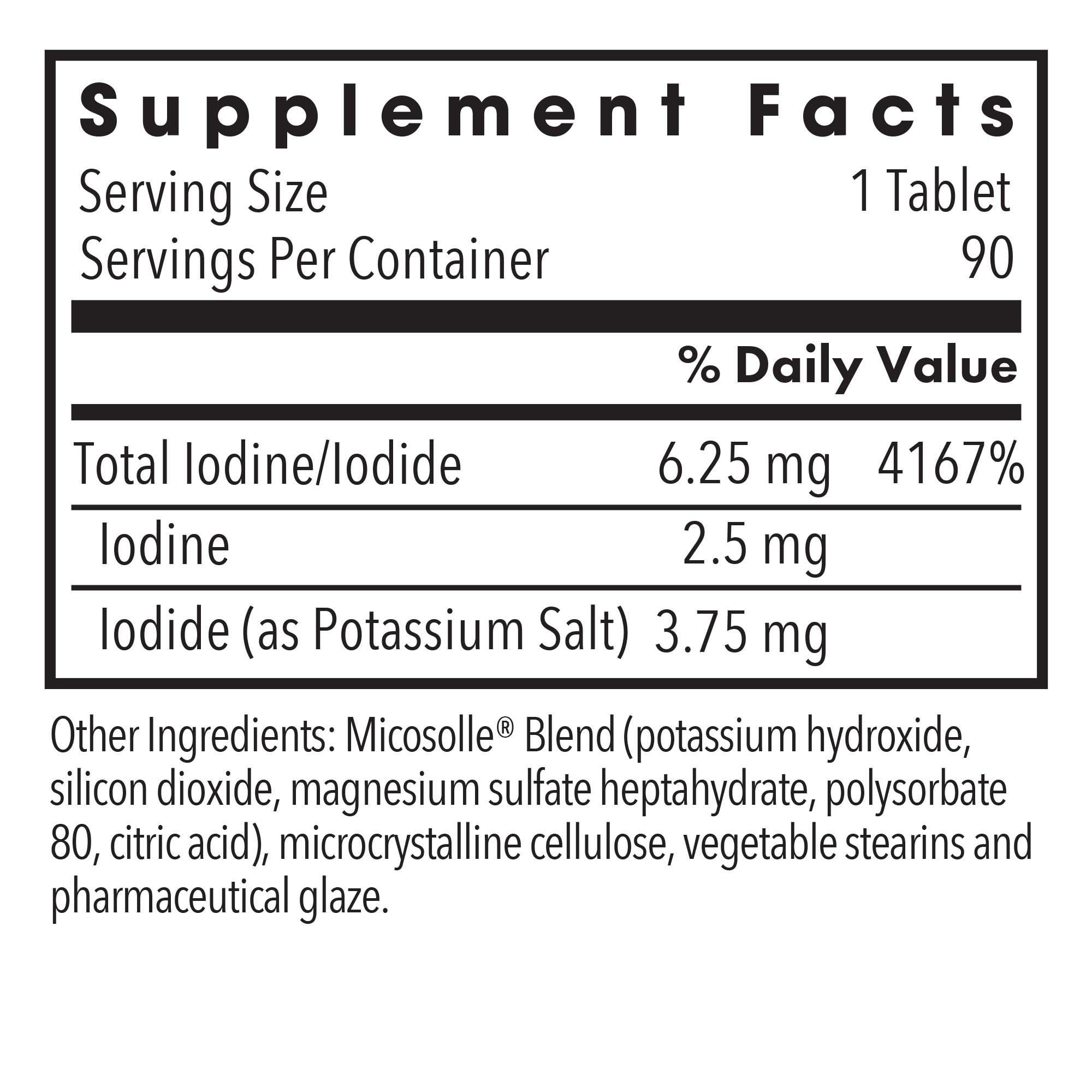 Allergy Research Group Optimox Iodoral 6.25 mg bottle displaying iodine supplement packaging