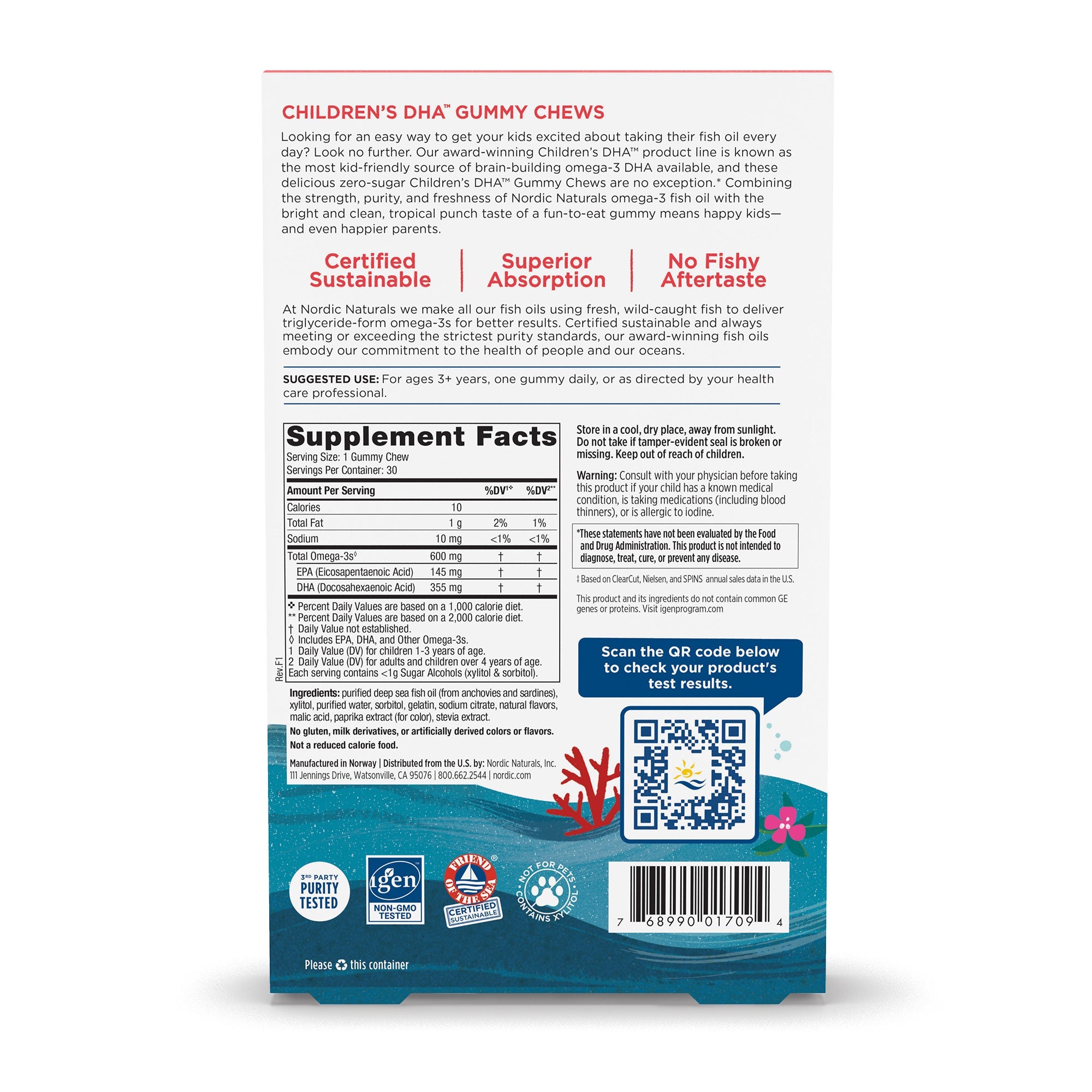 NORDIC NATURALS Zero Sugar Children's DHA™ Gummy Chews