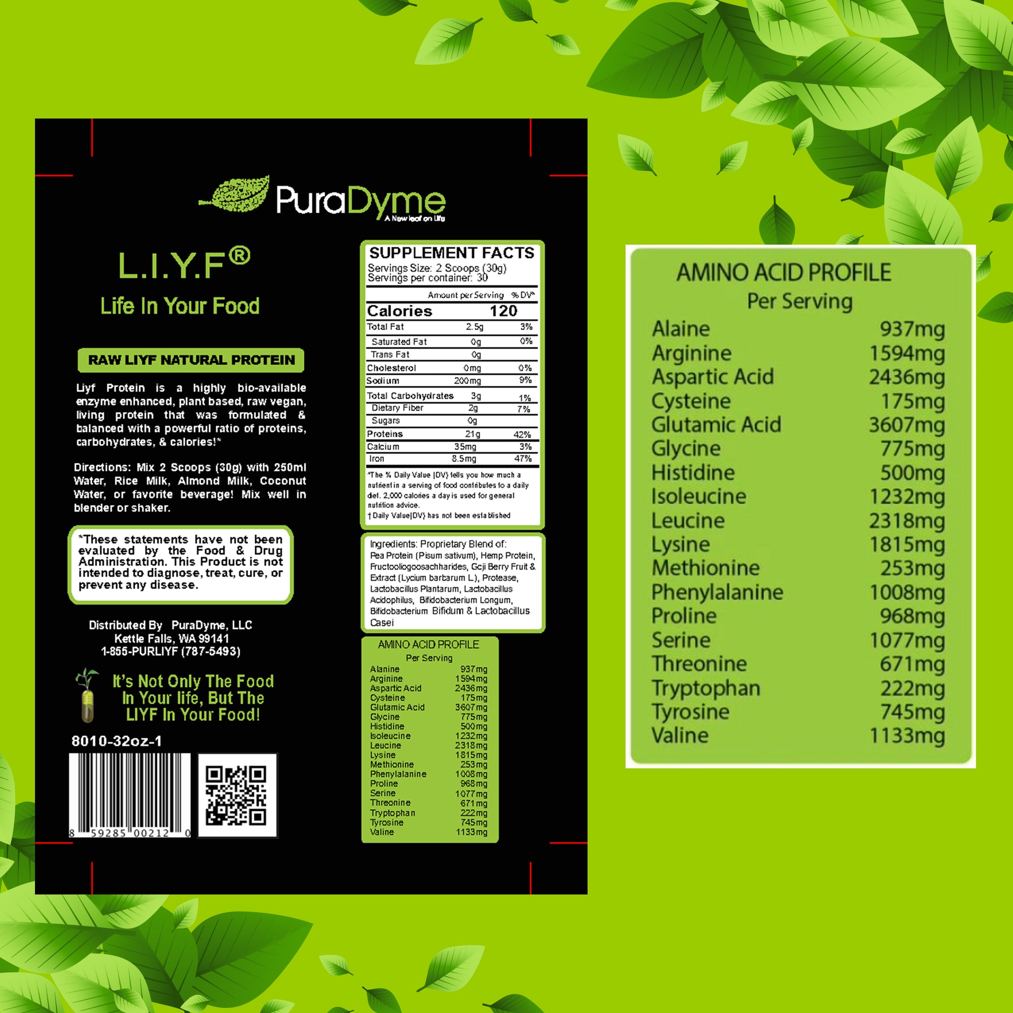 PURADYME  Raw Liyf Protein 32oz