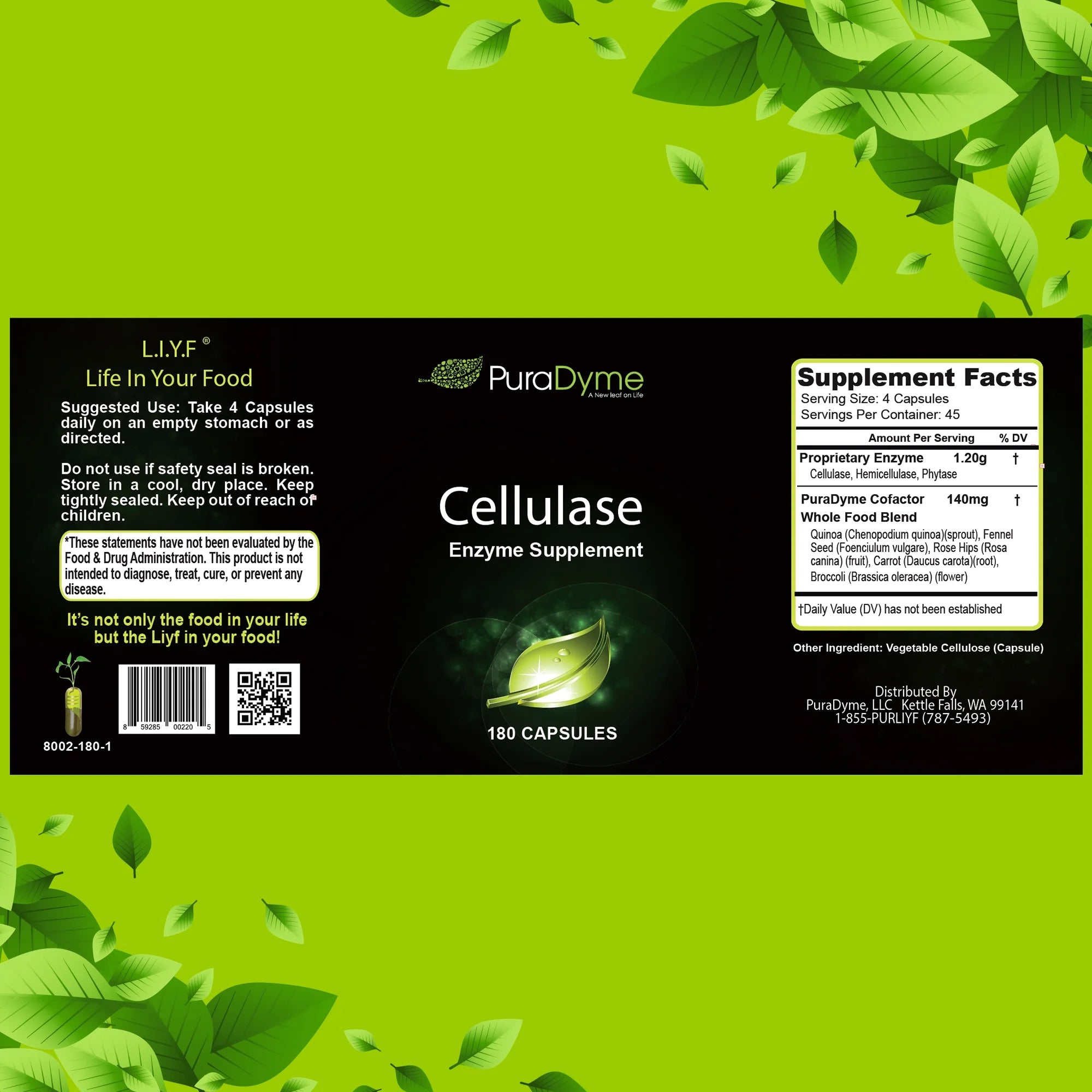 PURADYME Cellulase 180 Caps