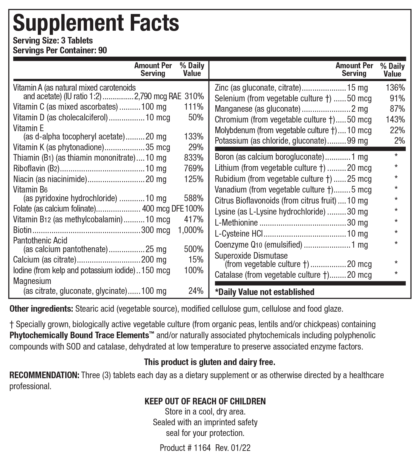 BIOTICS RESEARCH Bio-Multi Plus™ Fe & Cu Free