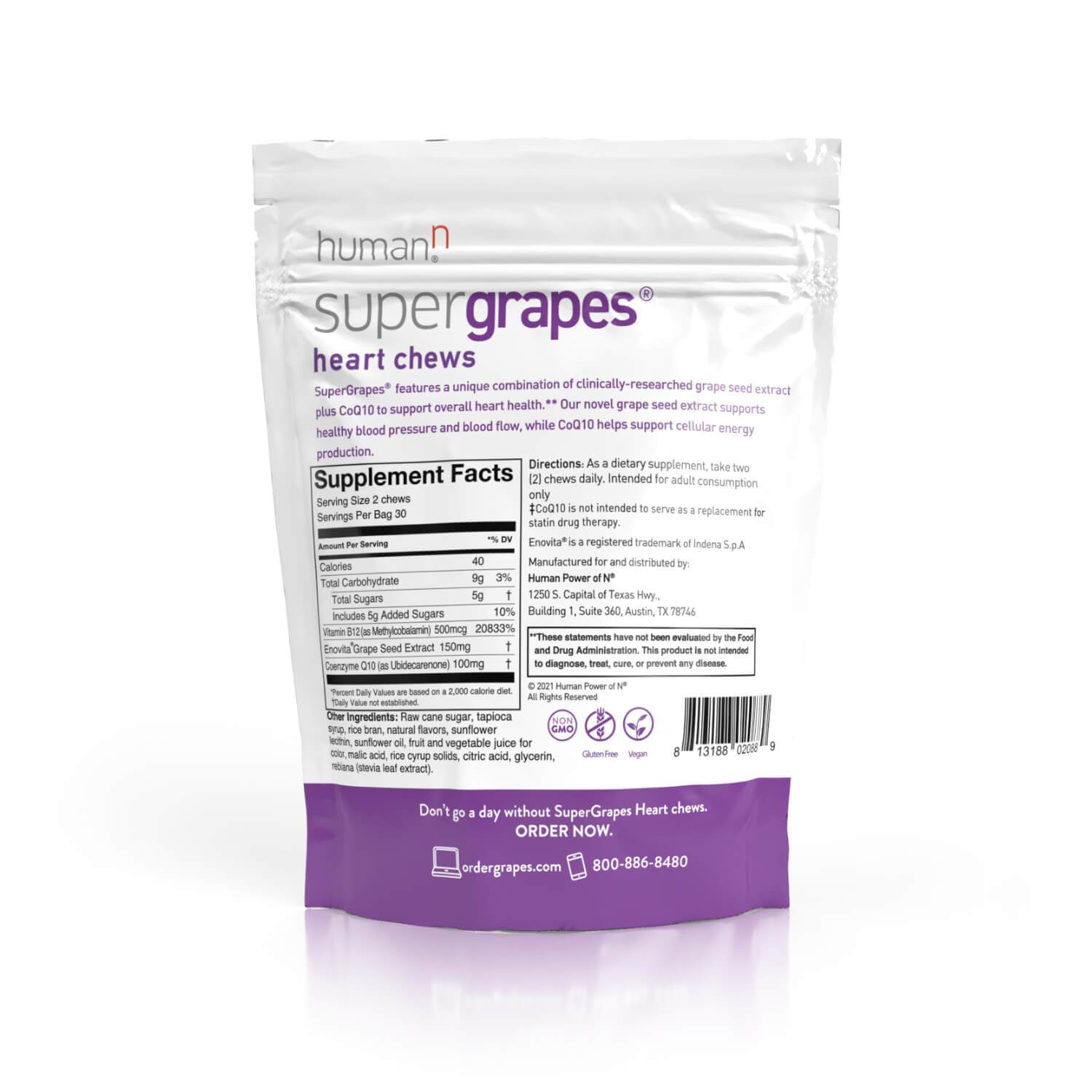 HUMANN SuperGrapes Heart Chews  60 Chews