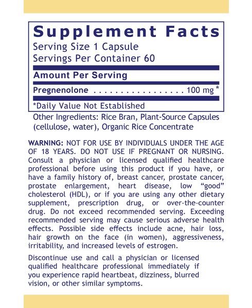 Premier Research Labs Pregnenolone Premier bottle showing supplement packaging and branding