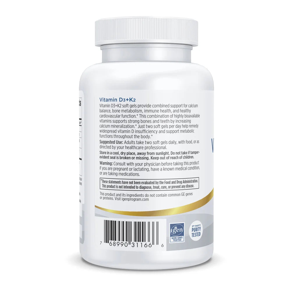 Nordic Naturals Vitamin D3 plus K2 bottle showing supplement packaging and branding