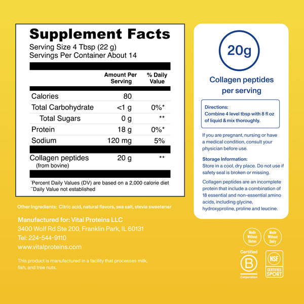 VITAL PROTEINS Collagen Peptides Lemon 14 Servings