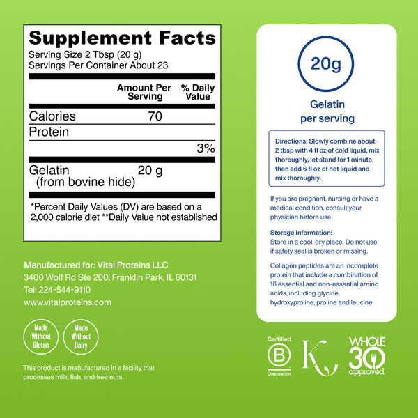 VITAL PROTEINS Beef Gelatin 23 Servings