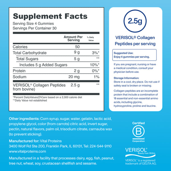 VITAL PROTEINS Collagen Gummies Grape 120 Gummies