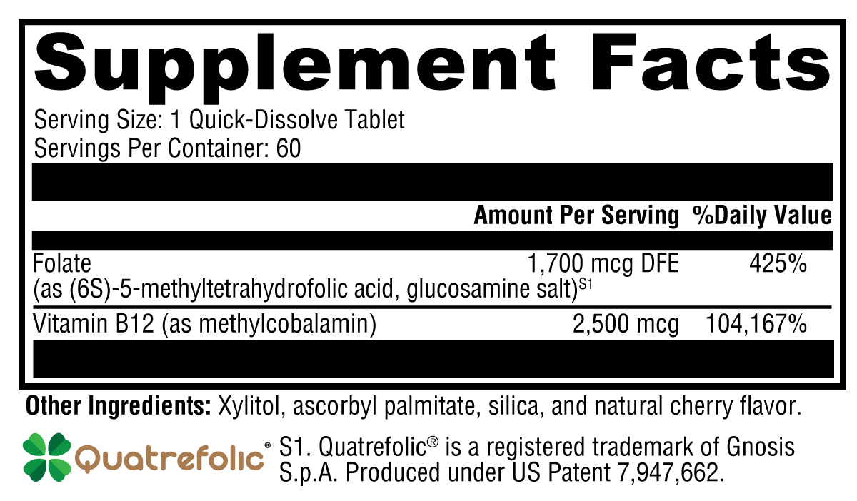 XYMOGEN 5-MTHF Plus B12 Cherry 60 Tablets