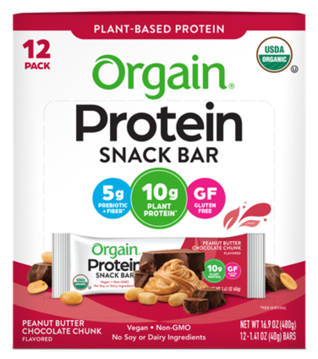 Organic Protein Snack Bar Peanut Butter Chocolate Chunk 12 Bars