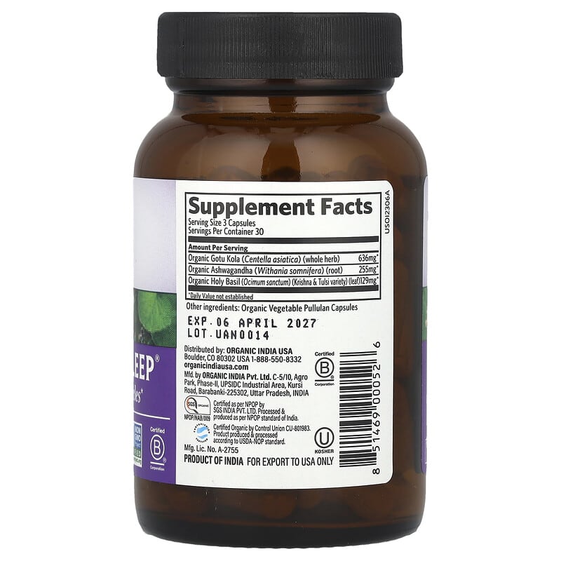 ORGANIC INDIA Peaceful Sleep 90 Capsules