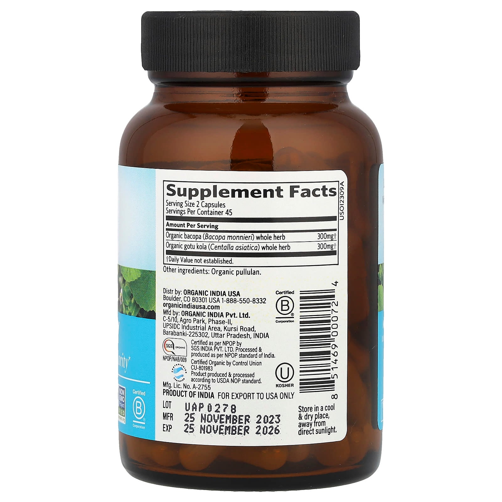 ORGANIC INDIA Memory 90 Capsules