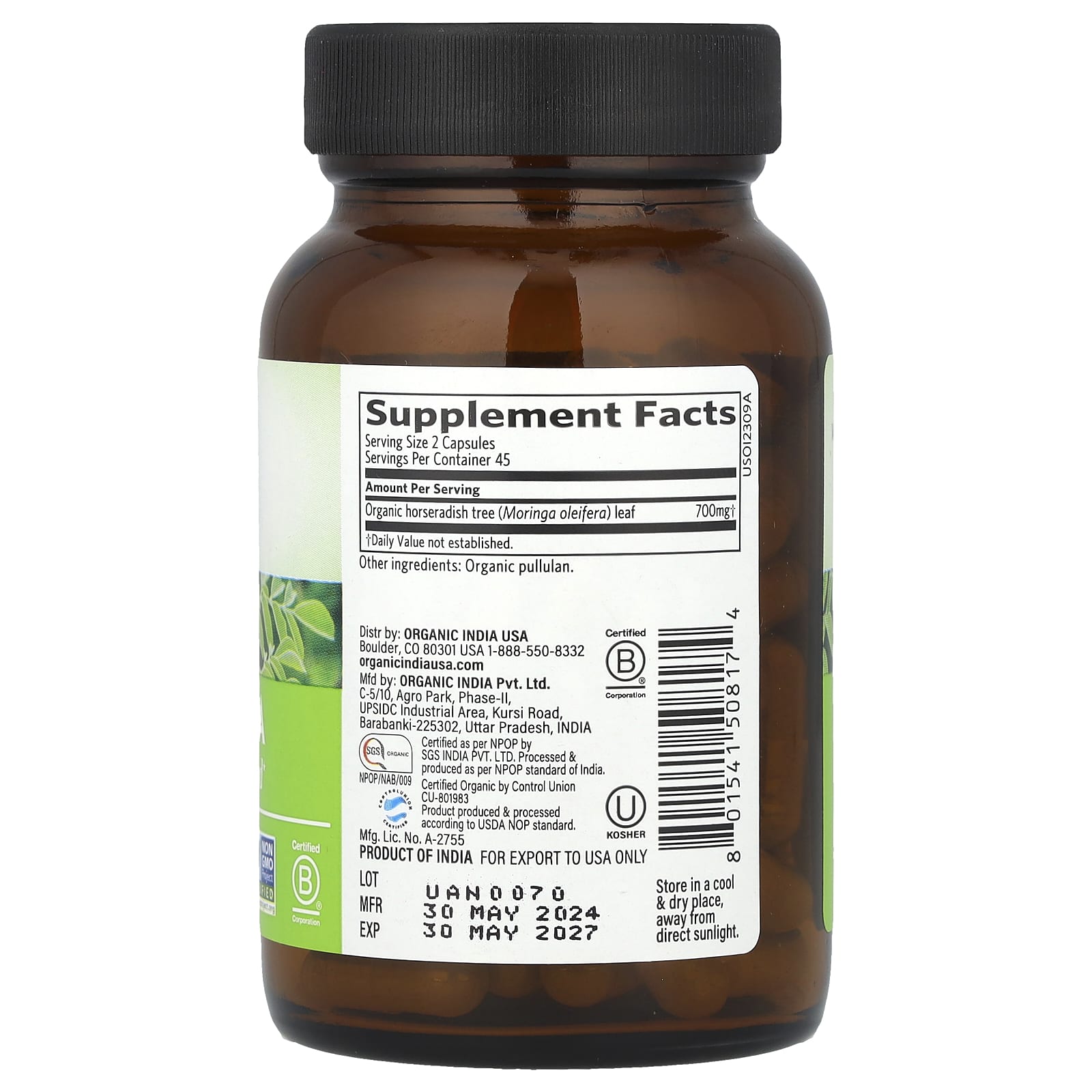 ORGANIC INDIA Moringa 90 Capsules