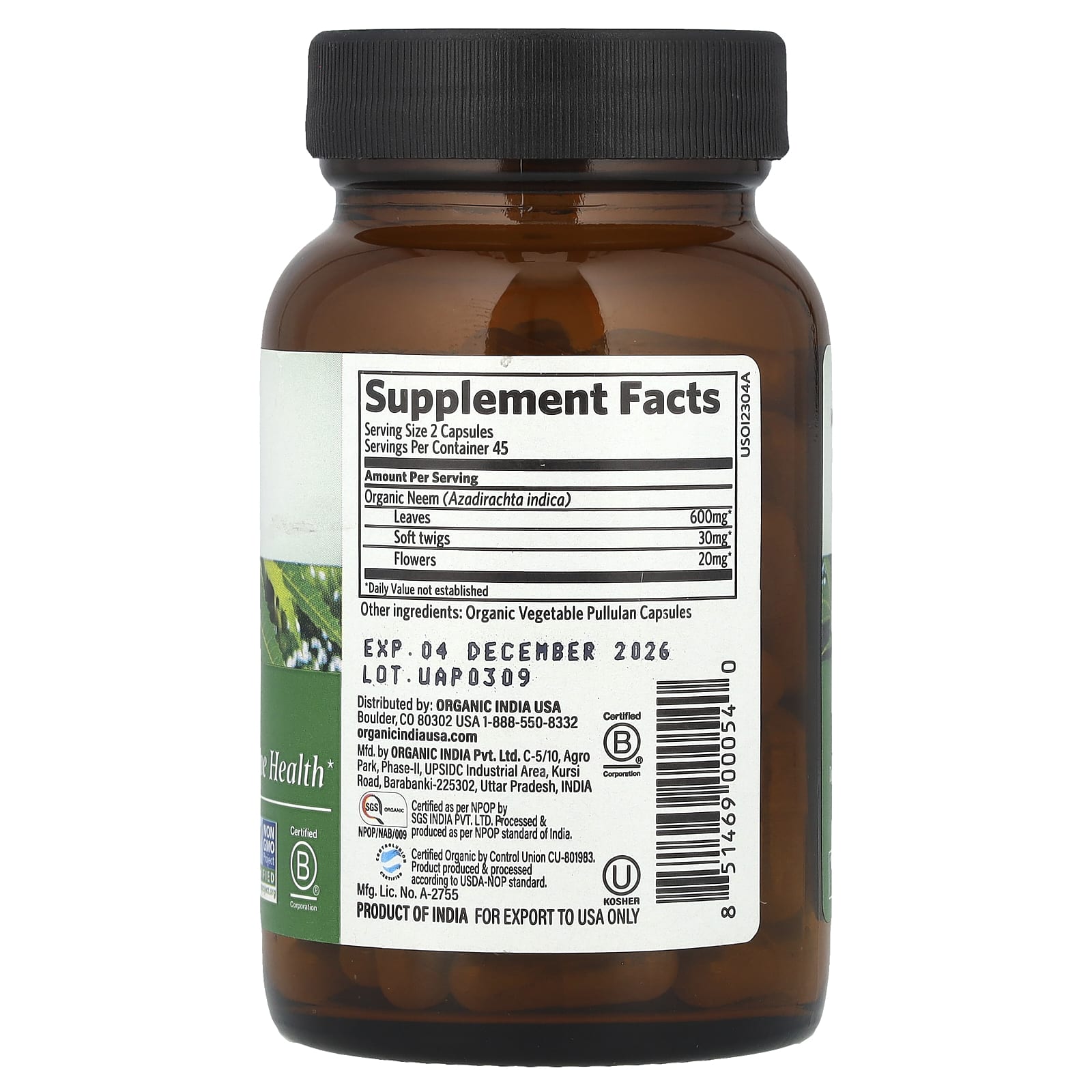 ORGANIC INDIA Neem 90 Capsules