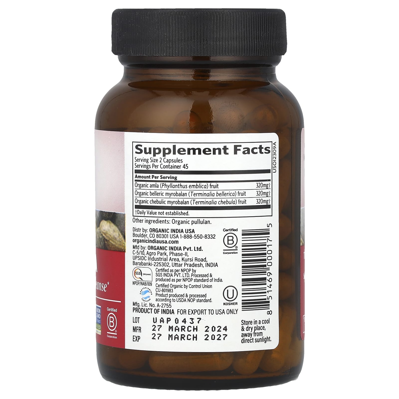 ORGANIC INDIA  Triphala 90 Capsules