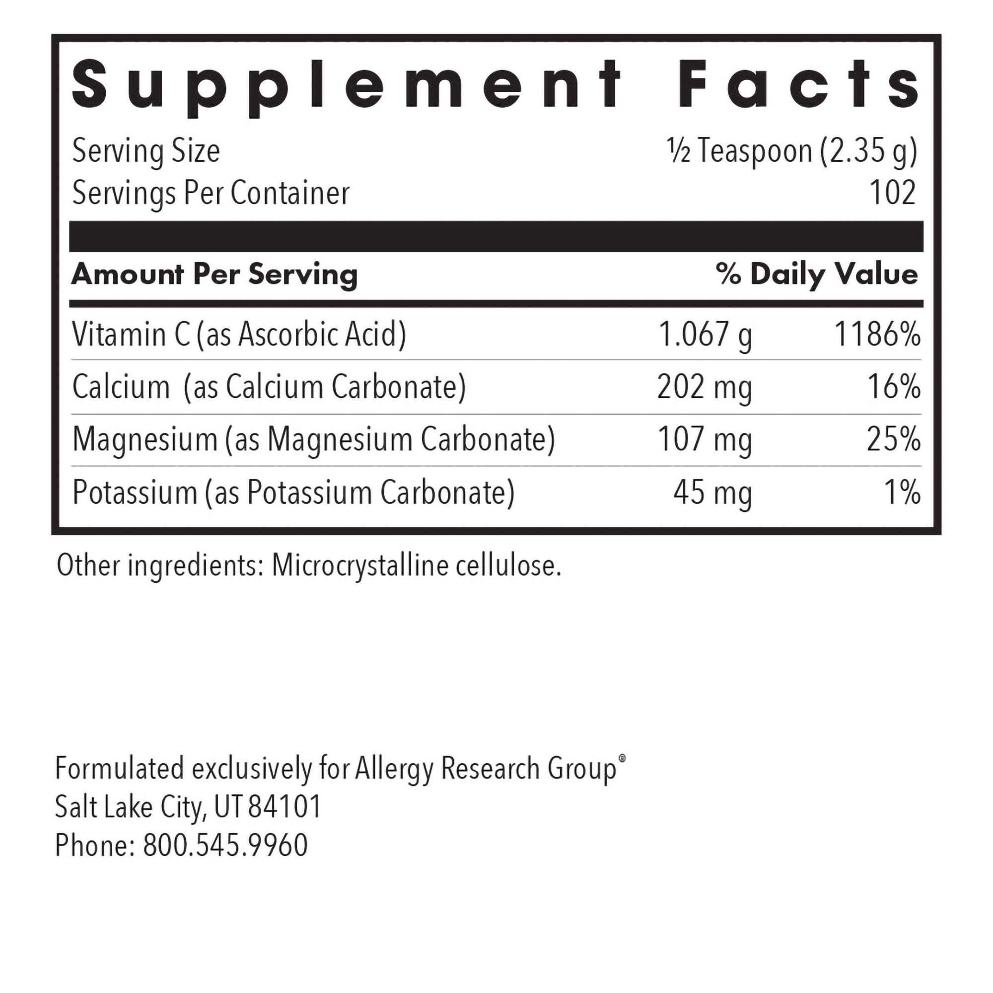 Allergy Research Group - Buffered Vitamin C Powder