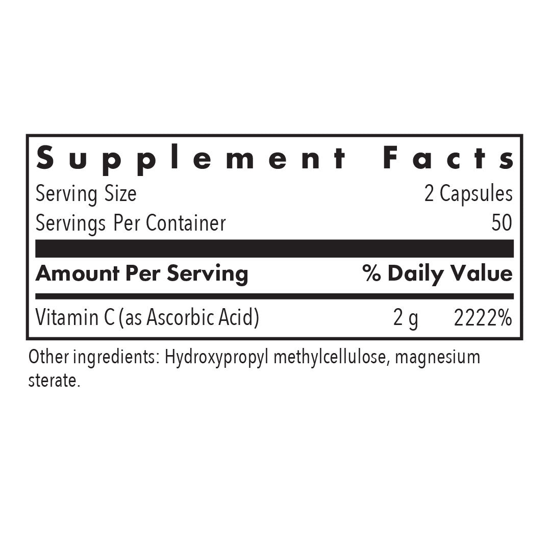 Allergy Research Group Pure Vitamin C bottle displaying antioxidant supplement packaging