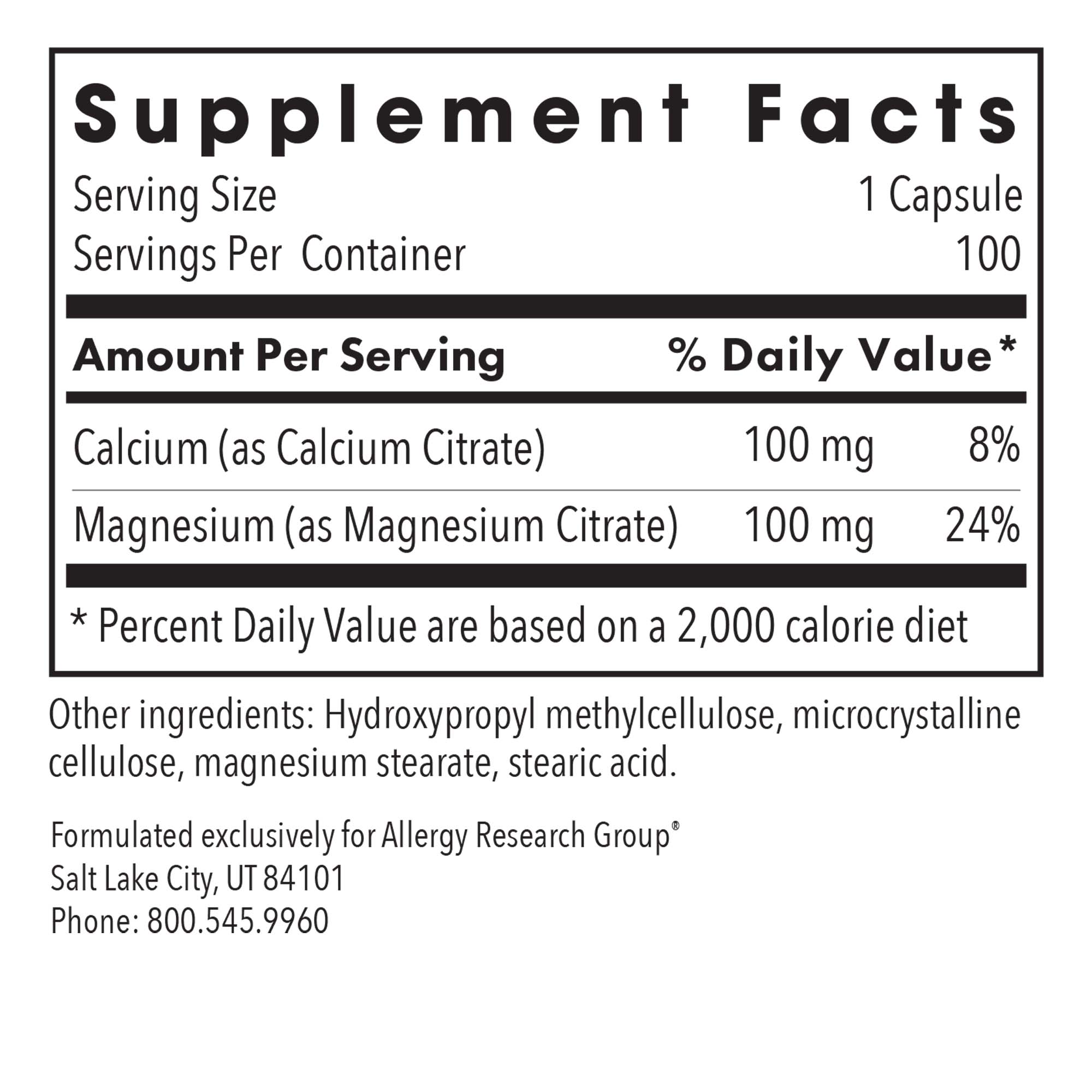 Allergy Research Group - Calcium Magnesium Citrate