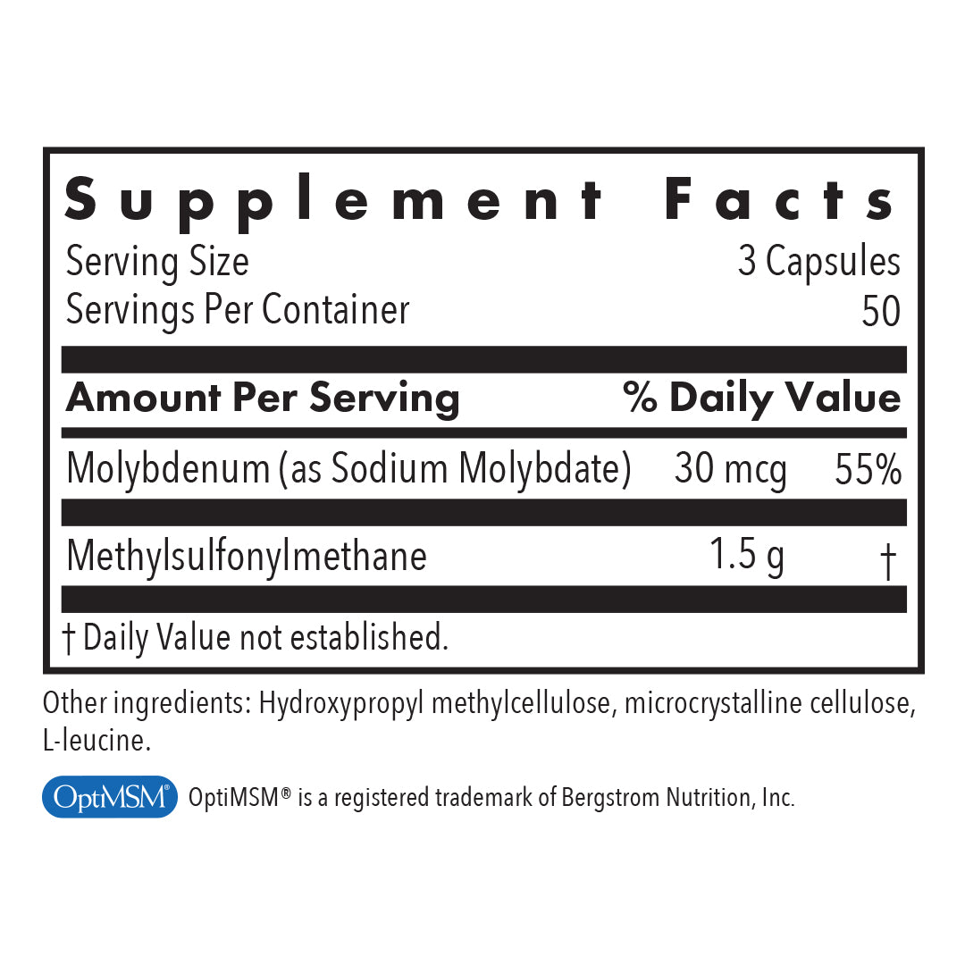 Allergy Research Group MSM 500 mg bottle displaying joint support supplement packaging