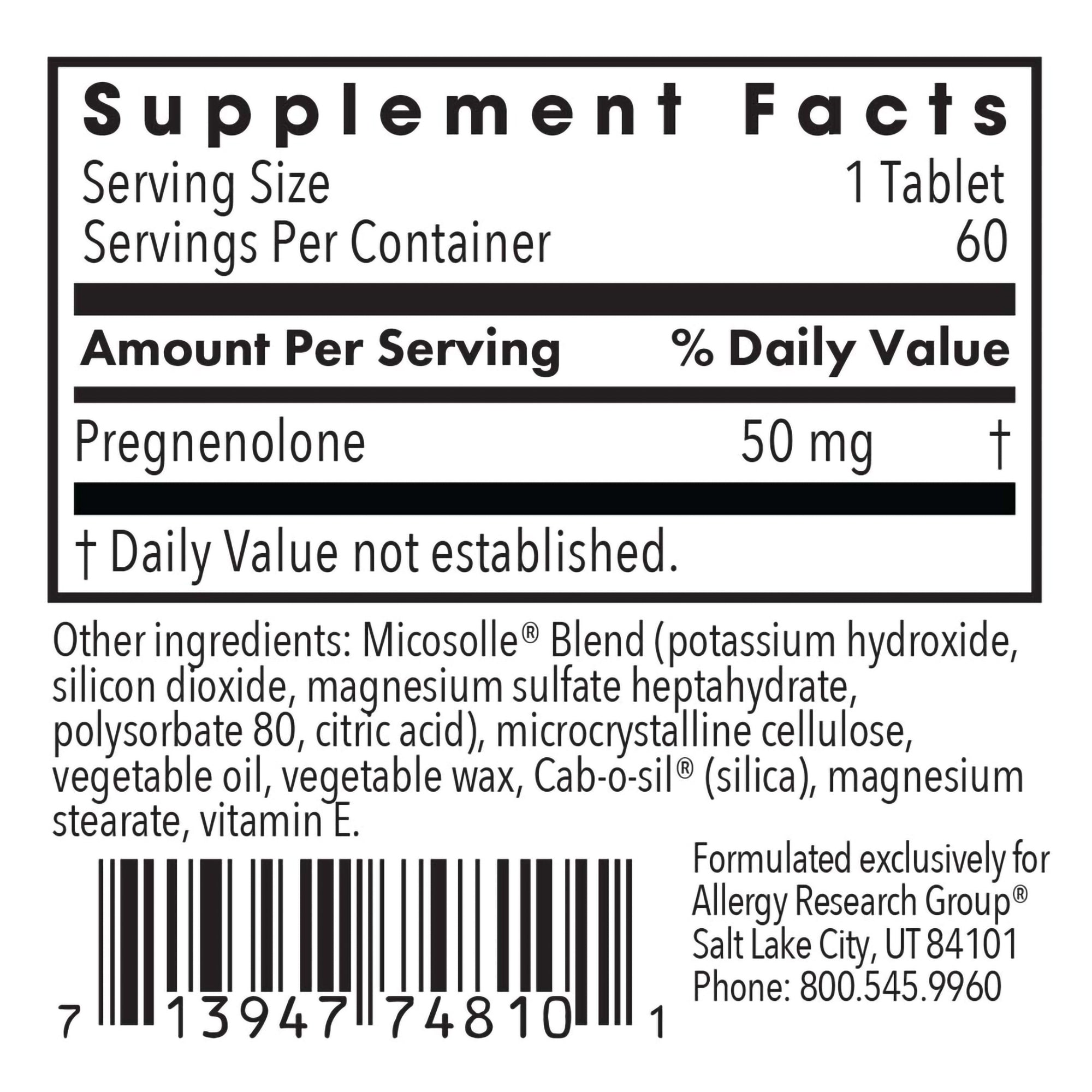 Allergy Research Group - Pregnenolone 50 mg