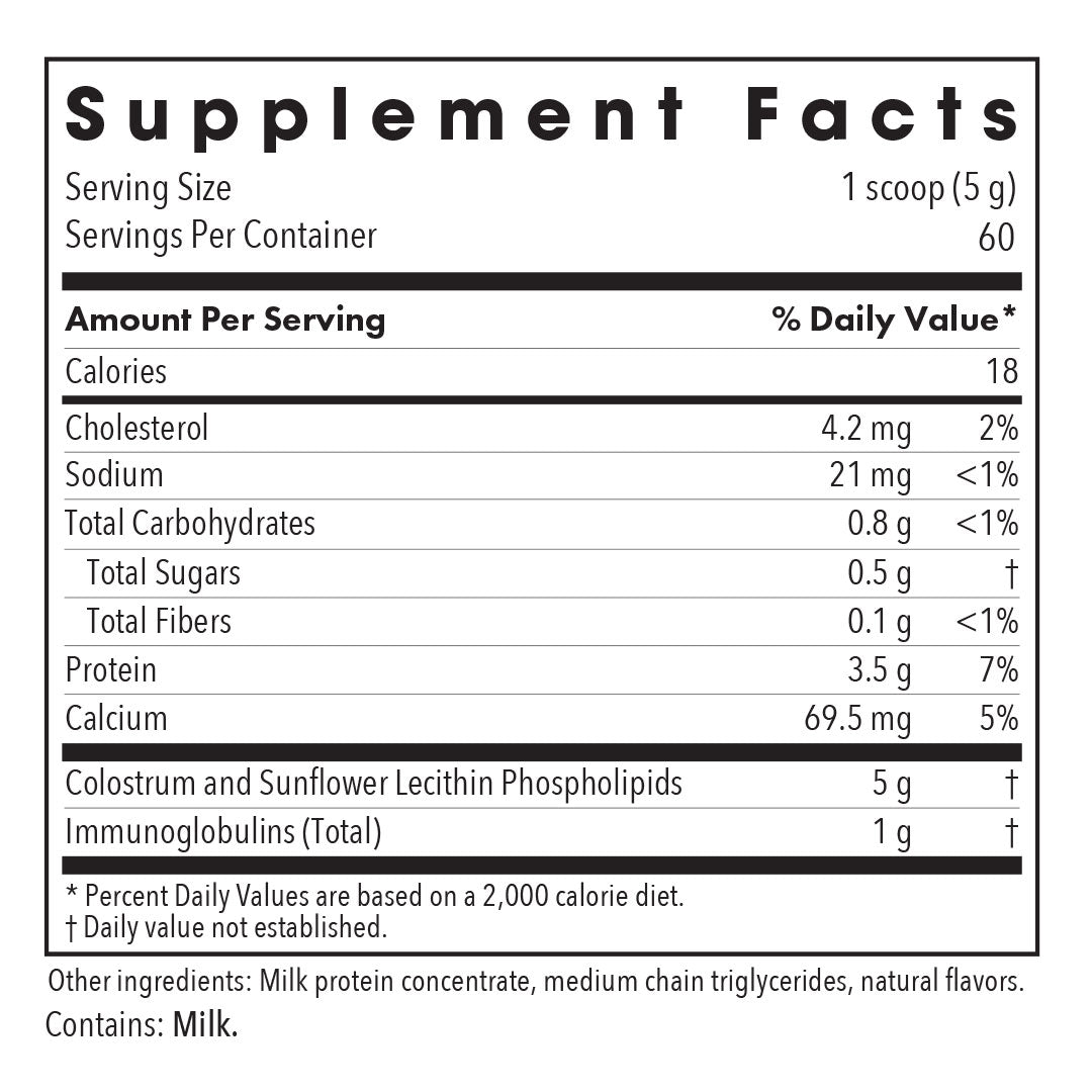 Allergy Research Group Phospholipid Colostrum bottle displaying immune support supplement packaging