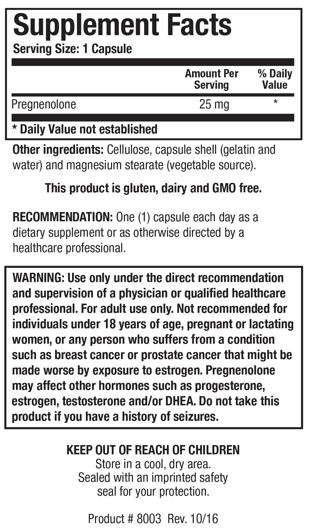 BIOTICS RESEARCH Pregnenolone 25