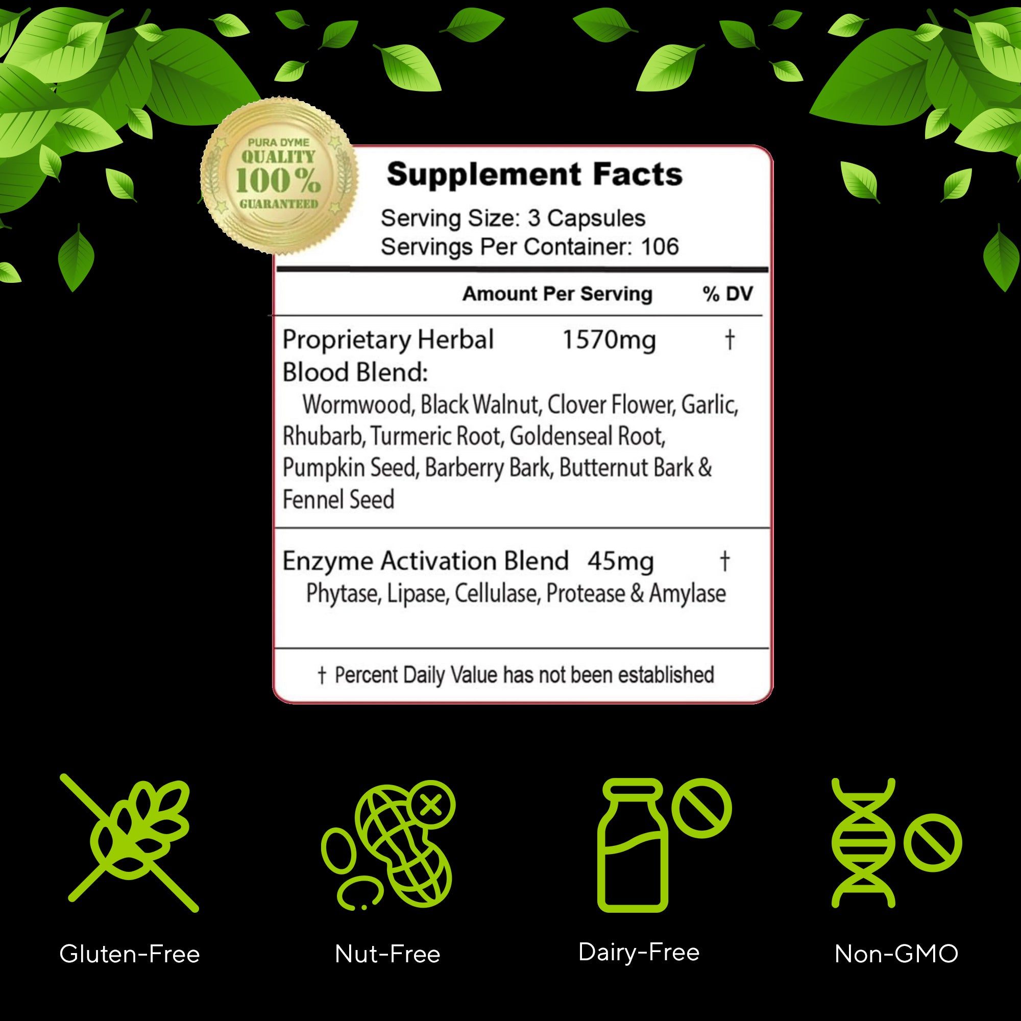 PURADYME  Herbal Blood 320 Caps