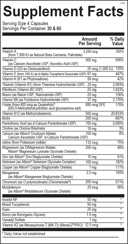 ORTHOMOLECULAR Alpha Base Capsules without Iron- Facts and Information