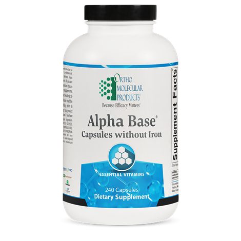 ORTHOMOLECULAR Alpha Base Capsules without Iron- Provides Baseline Nutrition for a Variety of Protocols