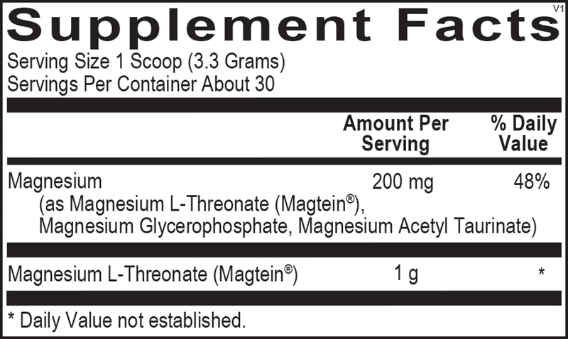 Ortho Molecular CereMag label with cerebral magnesium formula & dosage
