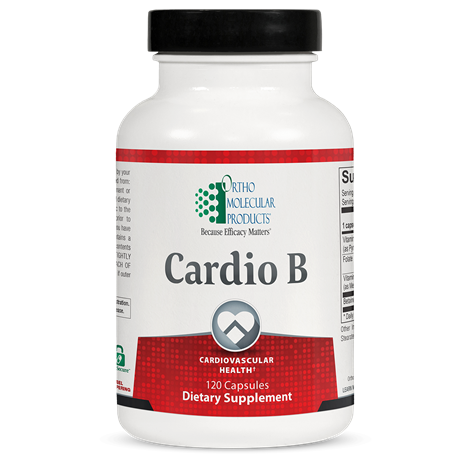 Ortho Molecular Cardio B label with B-vitamin complex & heart-support dosage