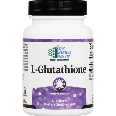 Ortho Molecular L-Glutathione supplement — supports detoxification & cellular antioxidant defense