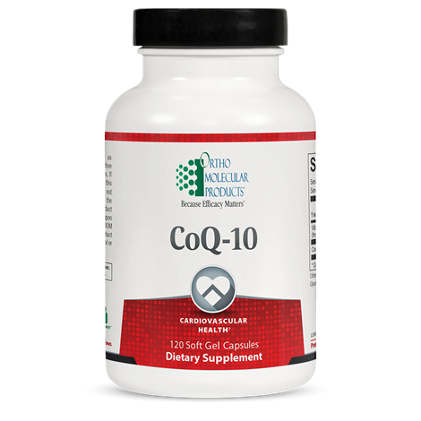 Ortho Molecular CoQ-10 label with coenzyme Q10 potency & dosage