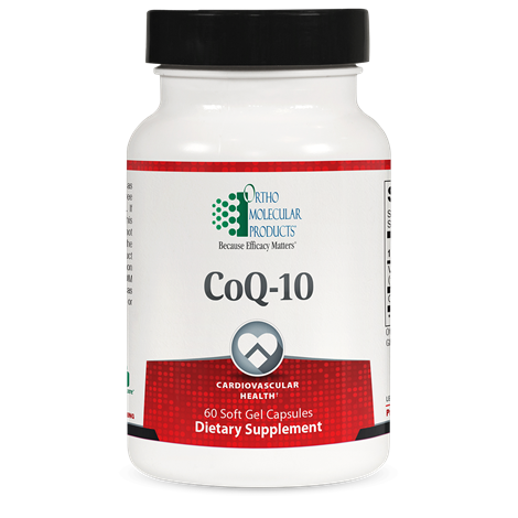 Ortho Molecular CoQ-10 label with coenzyme Q10 potency & dosage