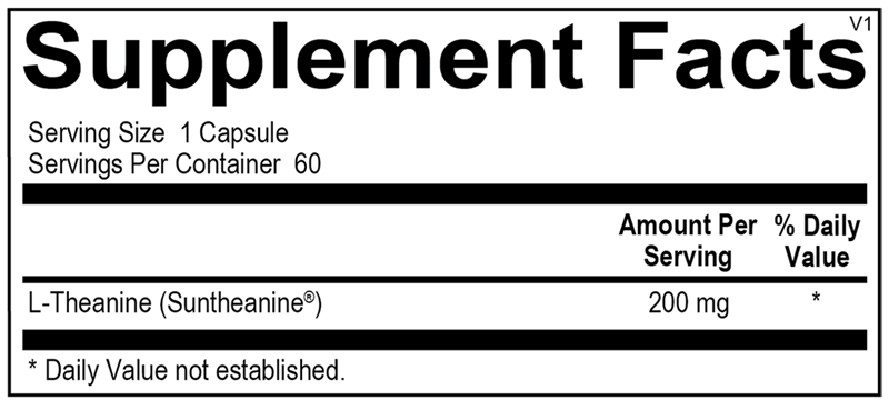 Ortho Molecular L-Theanine label with amino acid potency & usage details