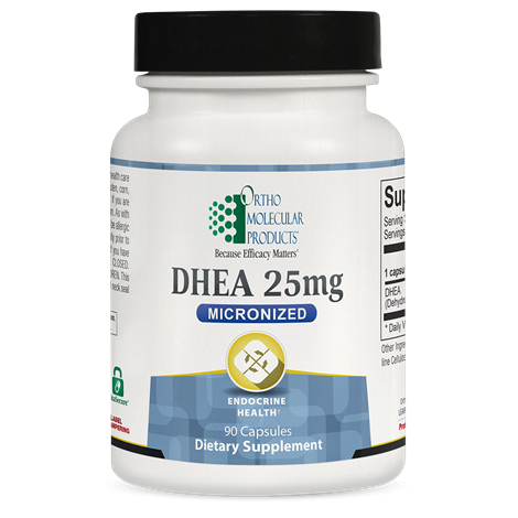 Ortho Molecular DHEA 25 mg supplement — supports hormonal balance & adrenal health