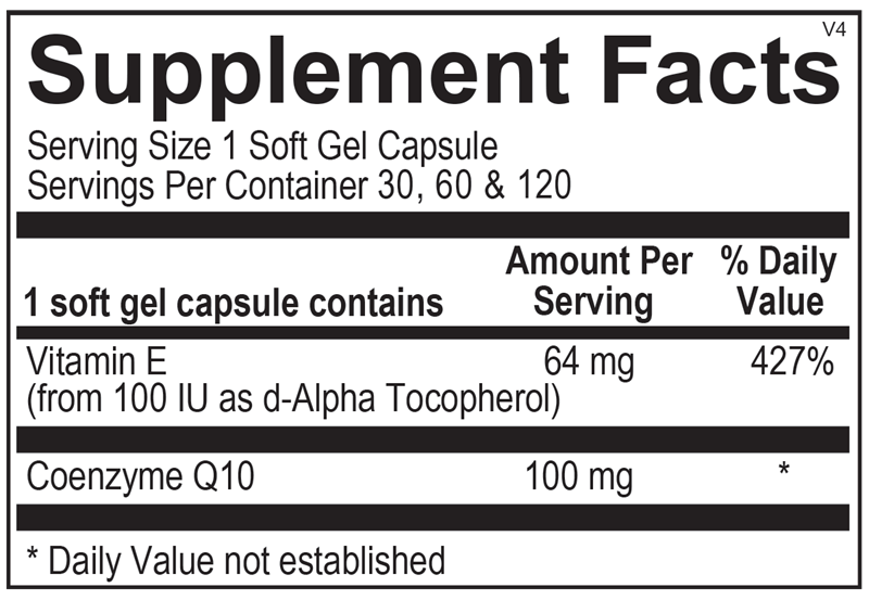 Ortho Molecular CoQ-10 bottle showing branding and softgel count