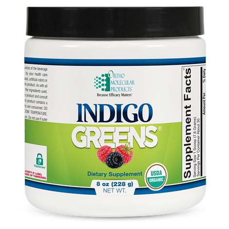 Ortho Molecular Indigo Greens Powder — supports detoxification & daily nutrient intake