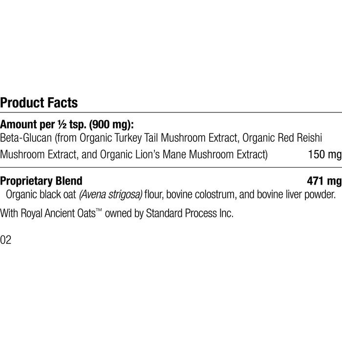 Standard Process Mushroom Complex for Cats and Dogs bottle displaying supplement branding and packaging