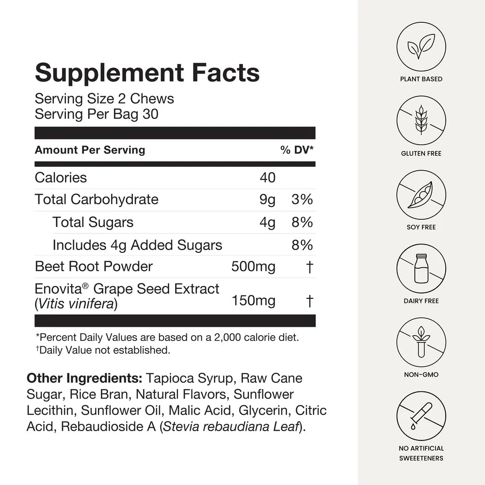 HUMANN SuperBeets Heart Chews Pomegranate Berry 60 Chews